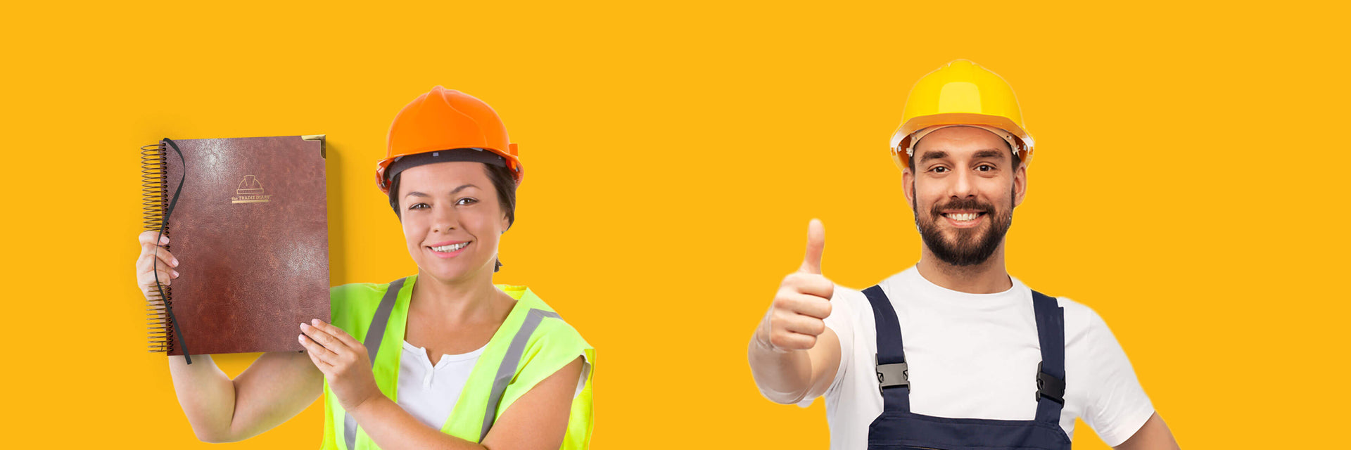  Female and male tradies with Butler Tradie Diary