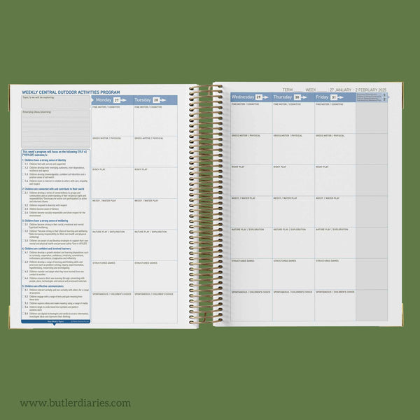 2025 Central Outdoor Weekly Programming and Reflection Diary - Hard Cover Spiral Bound