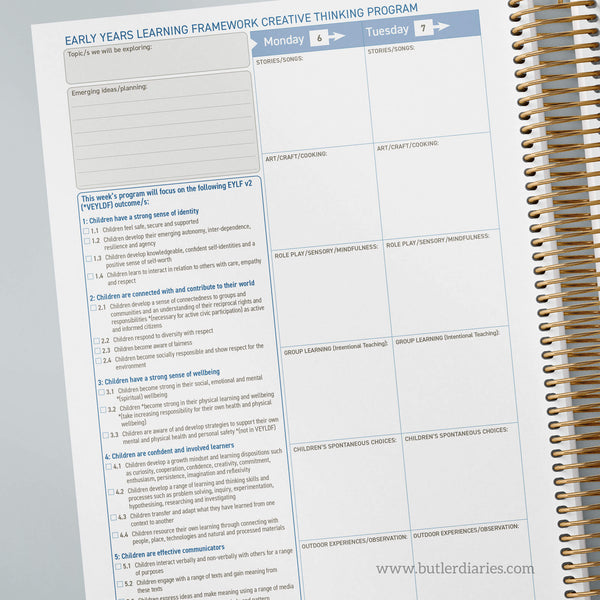 2025 6 Month Weekly Programming and Reflection Child Educator Diary