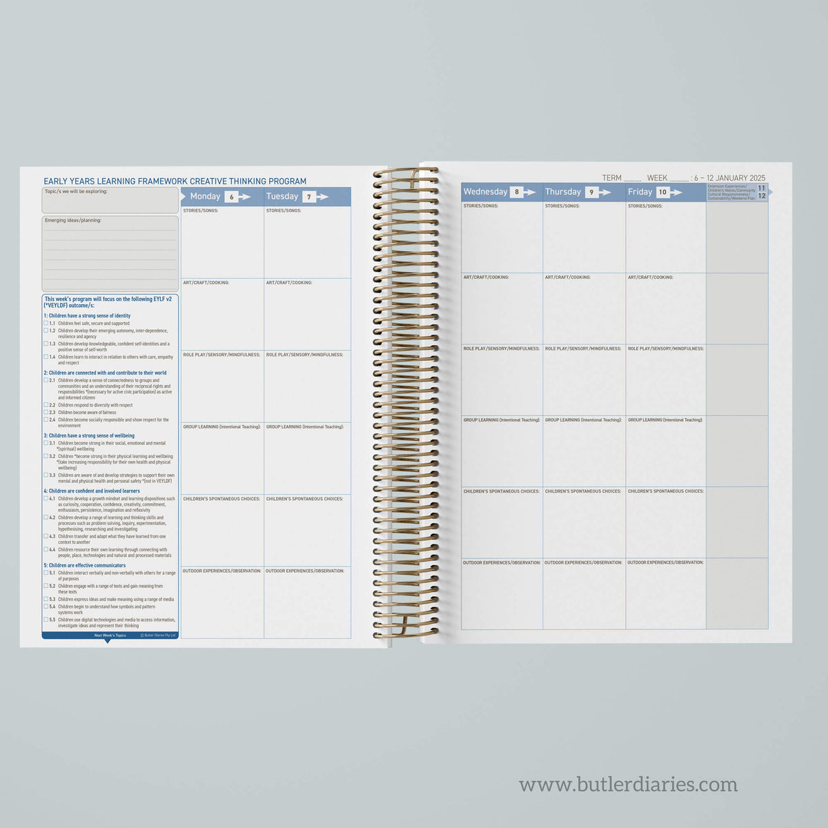 2025 6 Month Weekly Programming and Reflection Child Educator Diary