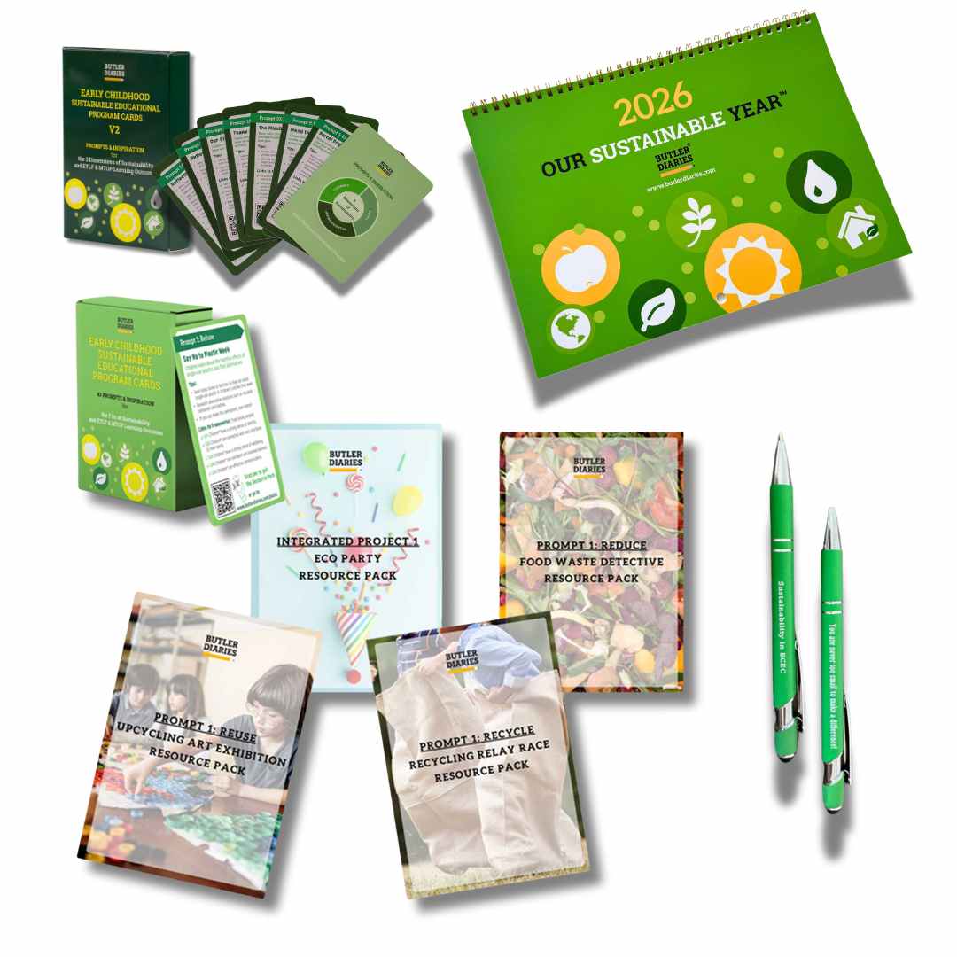 Sustainability Pack for ECEC with Educational Prompt Cards, Resource Library, and Sustainability Calendar