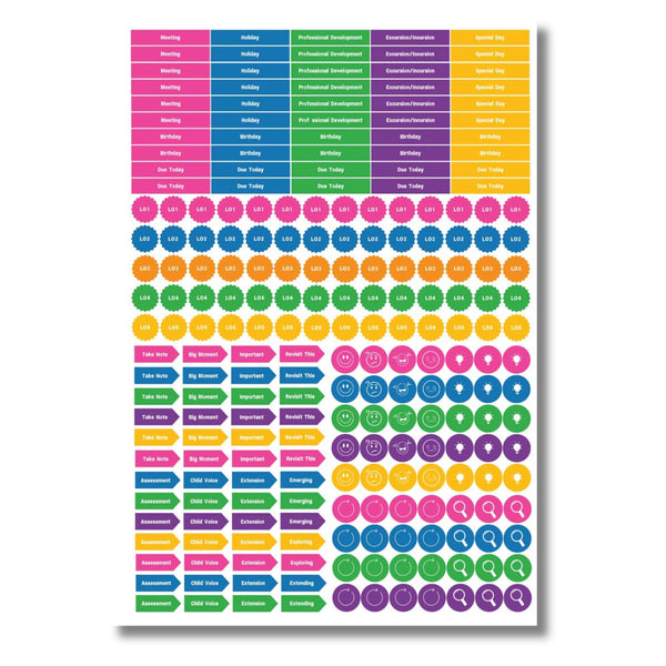 Learning Outcome Stickers in the EYLF and MTOP Framework and Diary Stickers for ECEC Diaries