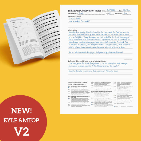 A completed observation done inside the Individual Observation Duplicate Book