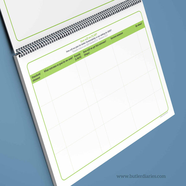 The Sustainable Year Wall Calendar includes a planning page that links back to your QIP