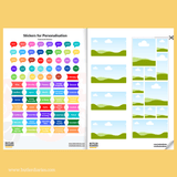 Sticker and template example from the Programming and Reflection Printer Pack