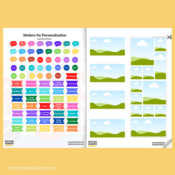 Sticker and template example from the Programming and Reflection Printer Pack