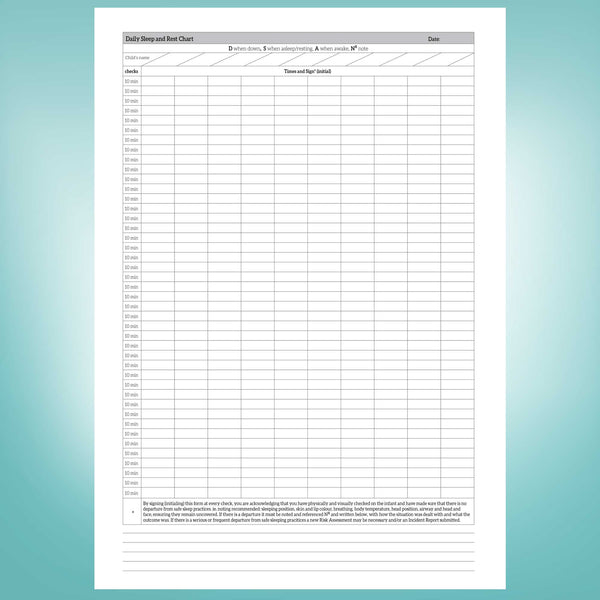 Sleep and Rest Check Log Book
