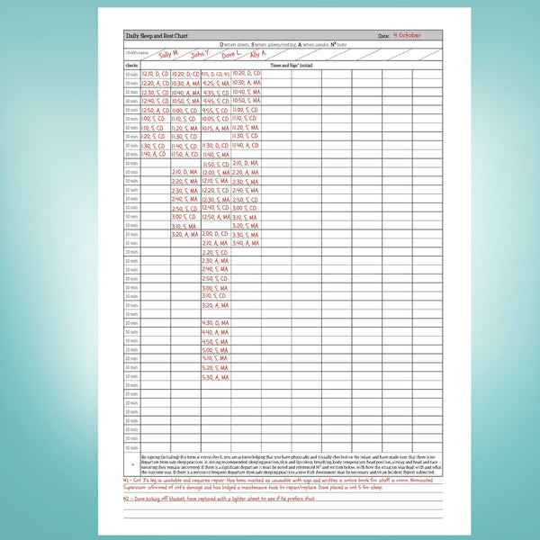 Sleep and Rest Check Log Book