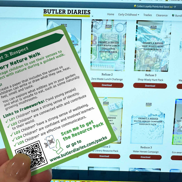 Scan the QR code on your Sustainable Prompt Card to go to the Resource Library and download your pack