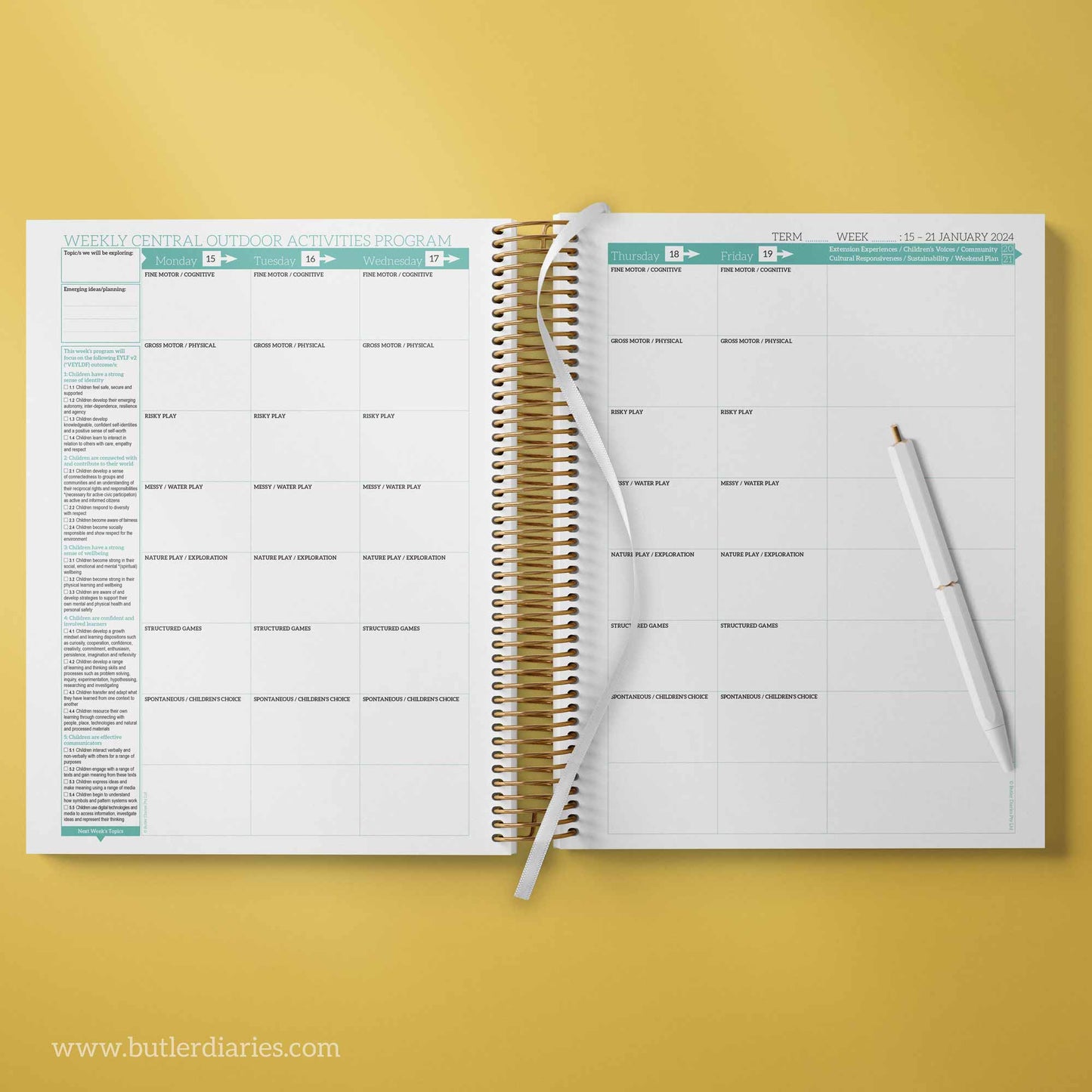 2024 Central Outdoor Weekly Programming and Reflection Diary