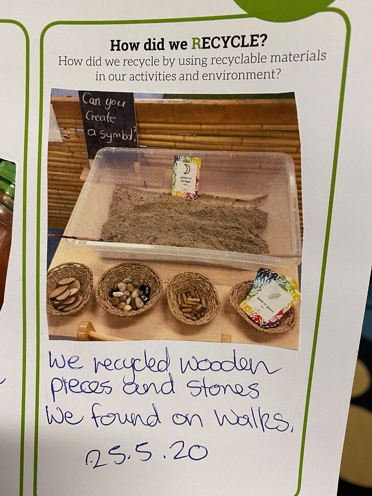 An example of 'Recycle' inside the Our Sustainable Year Wall Calendar