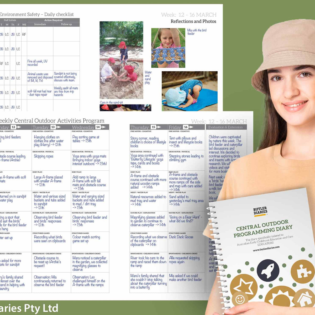 Image of a person holding the Central Outdoor Weekly Programming Diary