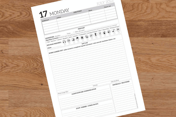 Tips for using your Construction Diary: The Diary for Tradies