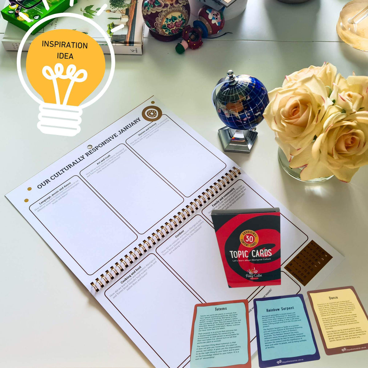 An inspiration idea of how to use the Culturally Responsive Year Calendar with our Program Prompt Cards