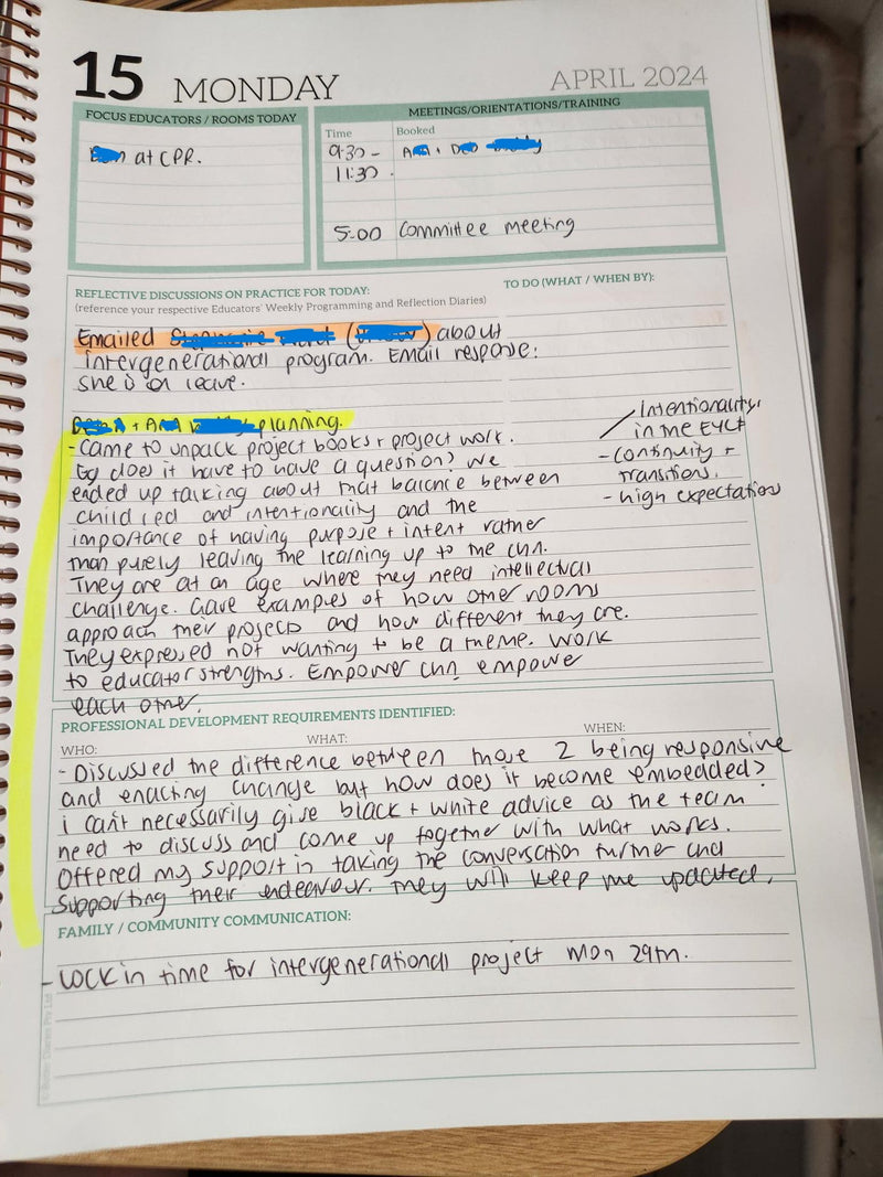 Example of the Educational Leader Diary Page | Butler Diaries