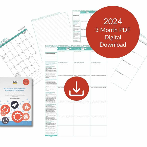 2024 3 Month PDF Weekly Programming and Reflection Child Educator Diary