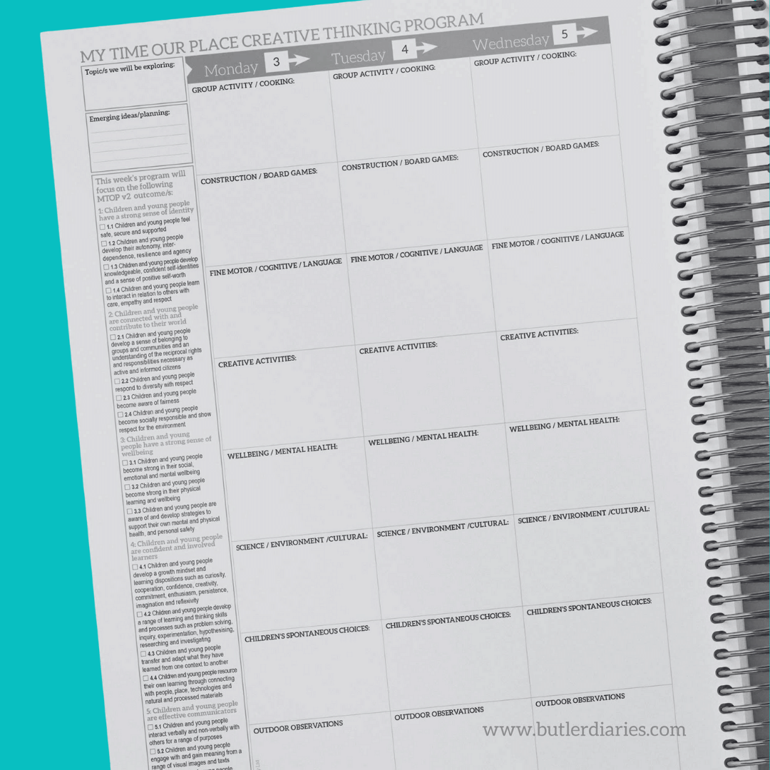 2024 OSHC Weekly Programming & Reflection Diary | Butler Diaries