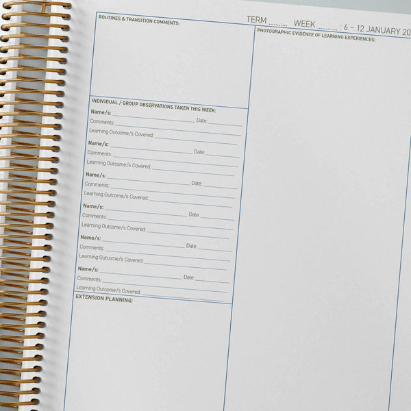 2025 QLD Kindy Weekly Programming & Reflection Diary - Hard Cover Spiral Bound