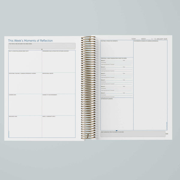 2025 QLD Kindy Weekly Programming & Reflection Diary - Hard Cover Spiral Bound