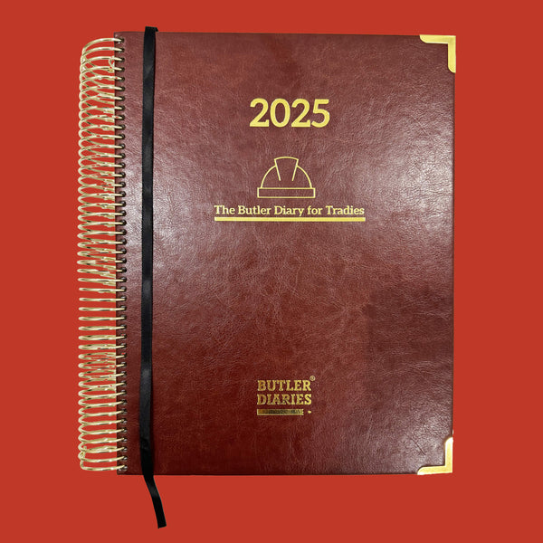 2025 The Tradie Diary - Leather Hard Cover Spiral Bound