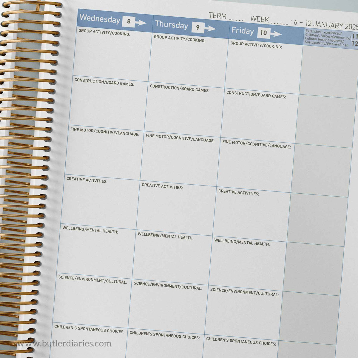 2025 OSHC Weekly Programming & Reflection Diary | Butler Diaries