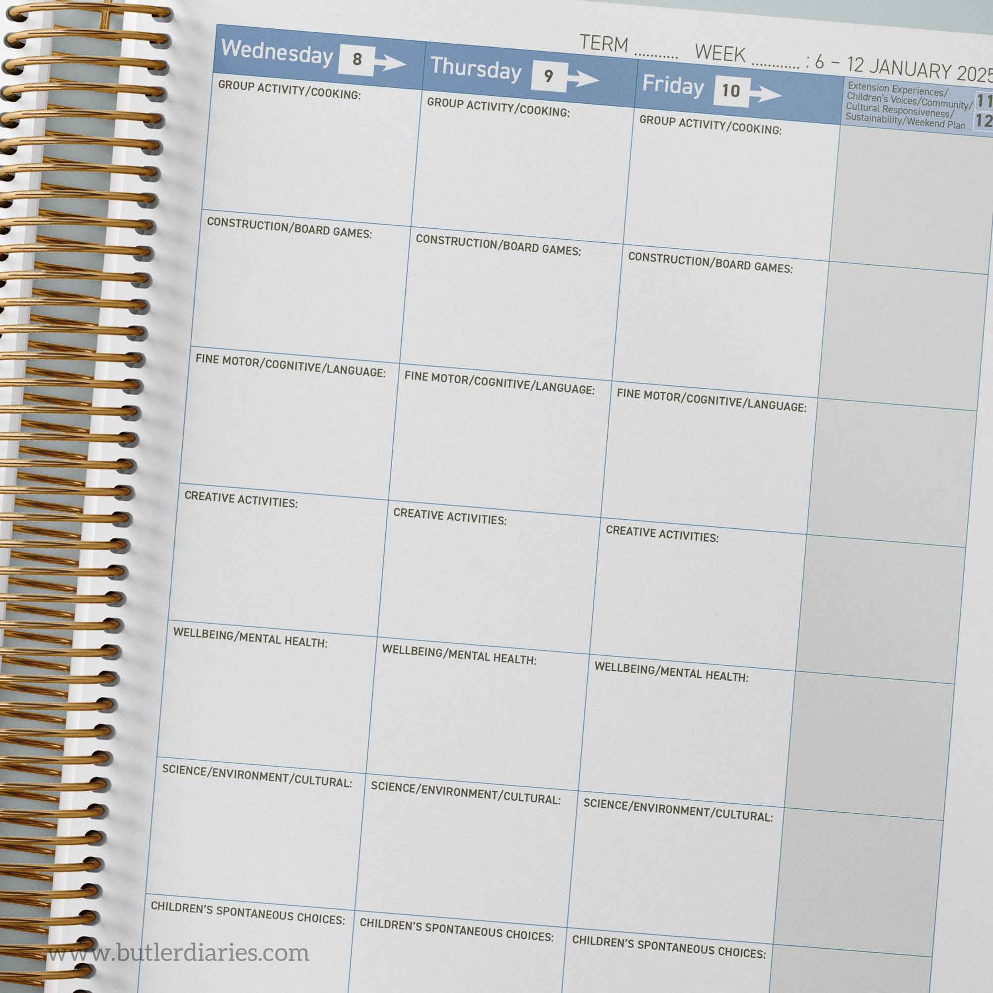 2025 OSHC Weekly Programming & Reflection Diary | Butler Diaries