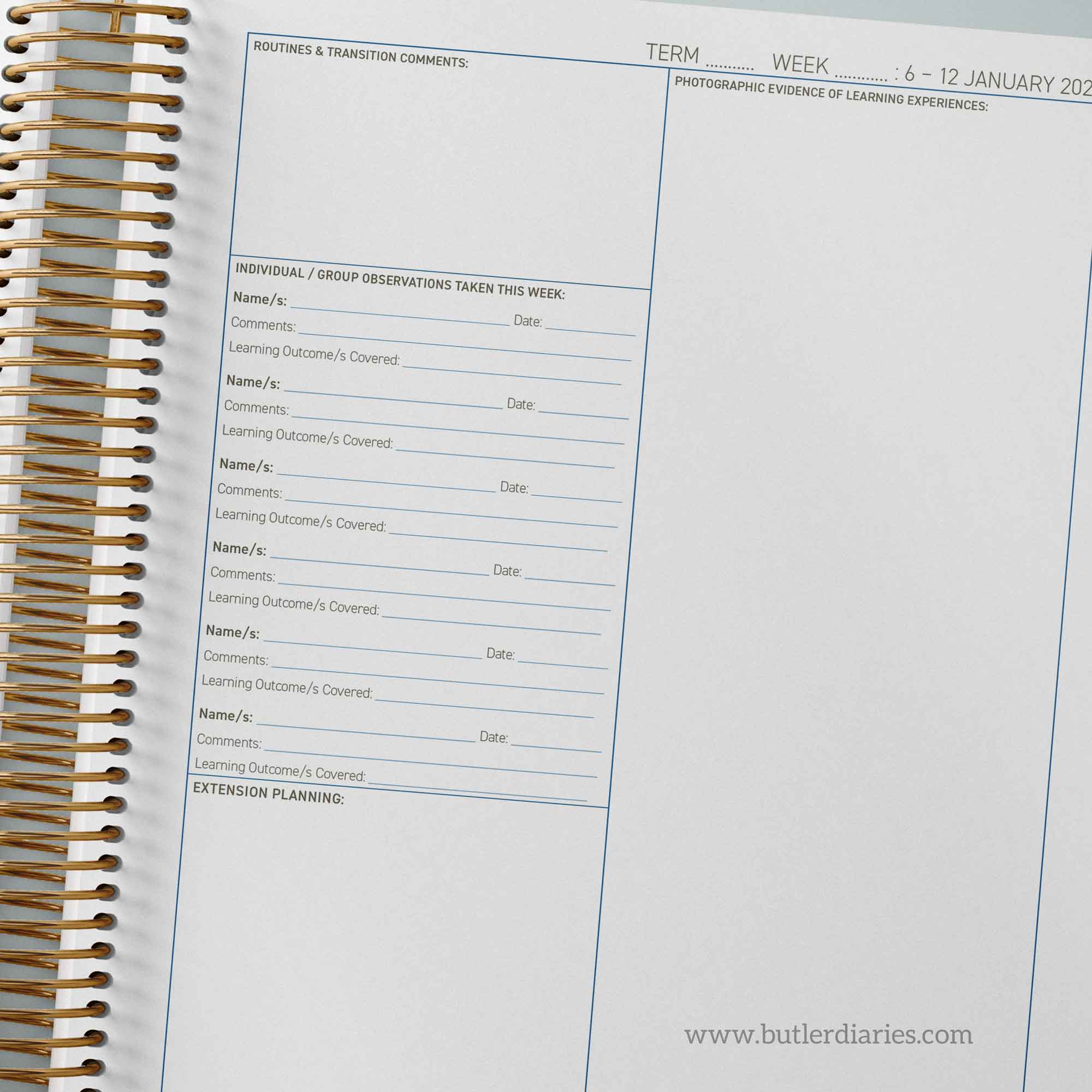 2025 OSHC Weekly Programming & Reflection Diary | Butler Diaries