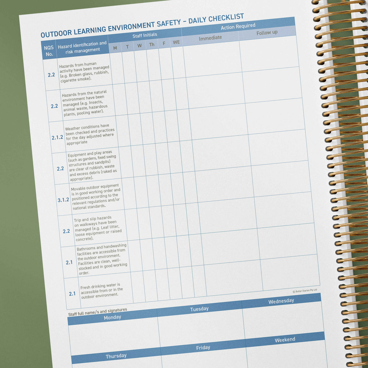 2025 Central Outdoor Weekly Programming and Reflection Diary - Hard Cover Spiral Bound