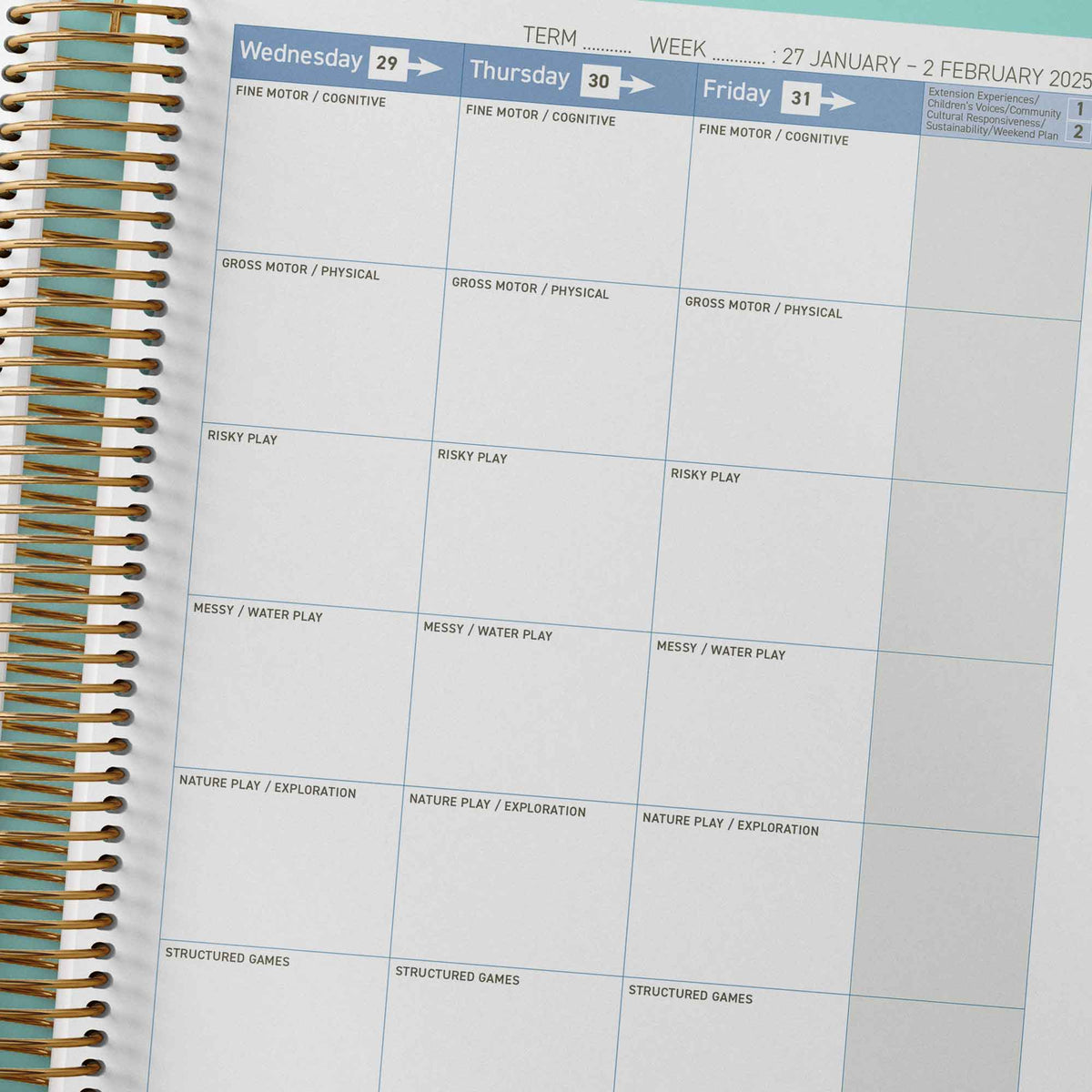 2025 Central Outdoor Weekly Programming and Reflection Diary - Hard Cover Spiral Bound