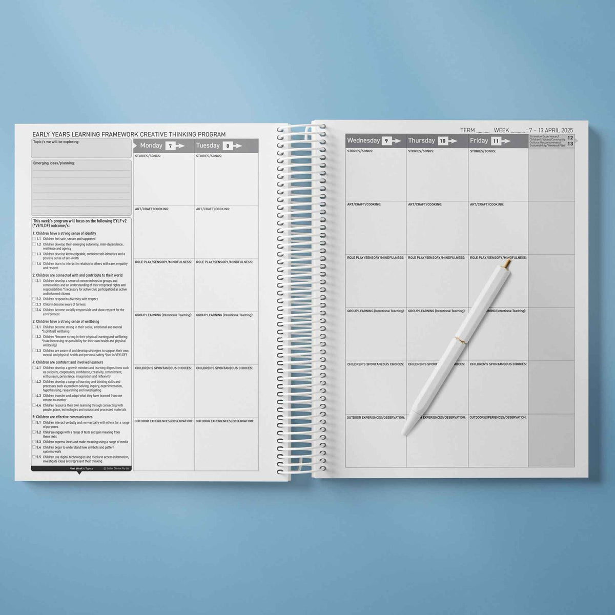 2025 6 Month Weekly Programming and Reflection Child Educator Diary