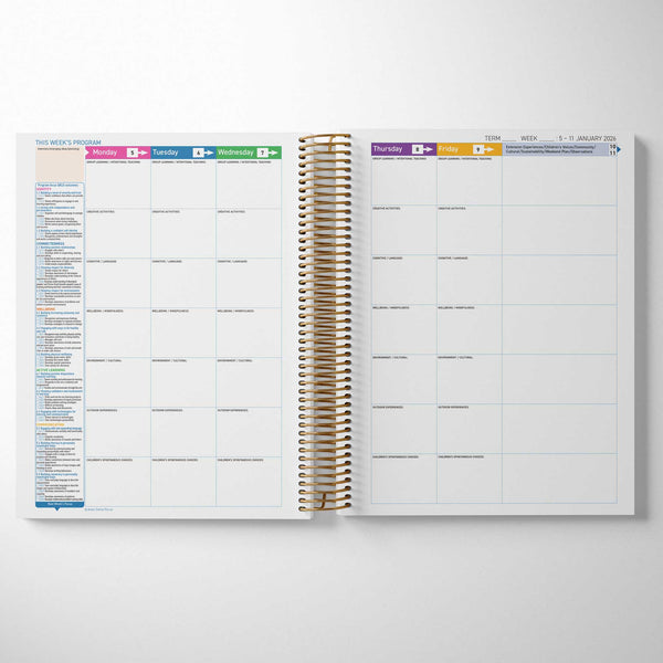 Inside the QLD Kindy Weekly Programming and Reflection Diary - QKLG Programming Spread