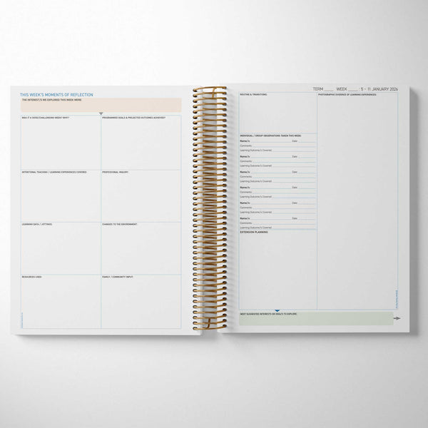 Inside the QLD Kindy Weekly Programming and Reflection Diary - QKLG Reflection Spread