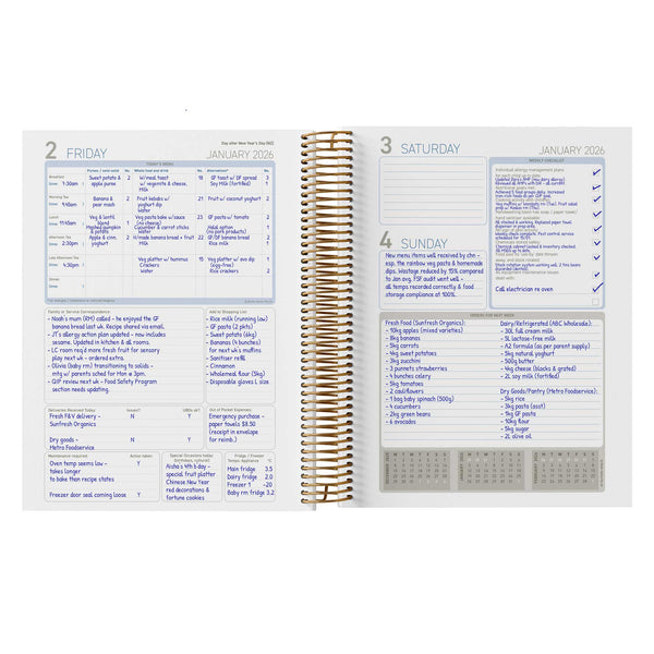 A completed example of the Early Childhood Cook's Diary in use