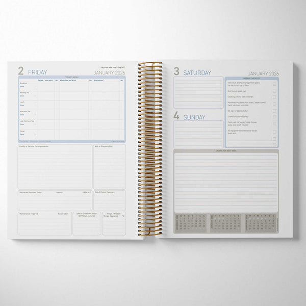 Inside the Early Childhood Cook's Diary includes menu, communication records, and delivery management