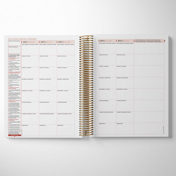 Inside the Family Day Care Compliance Checklist and Programming Diary - EYLF and MTOP Programming Spread