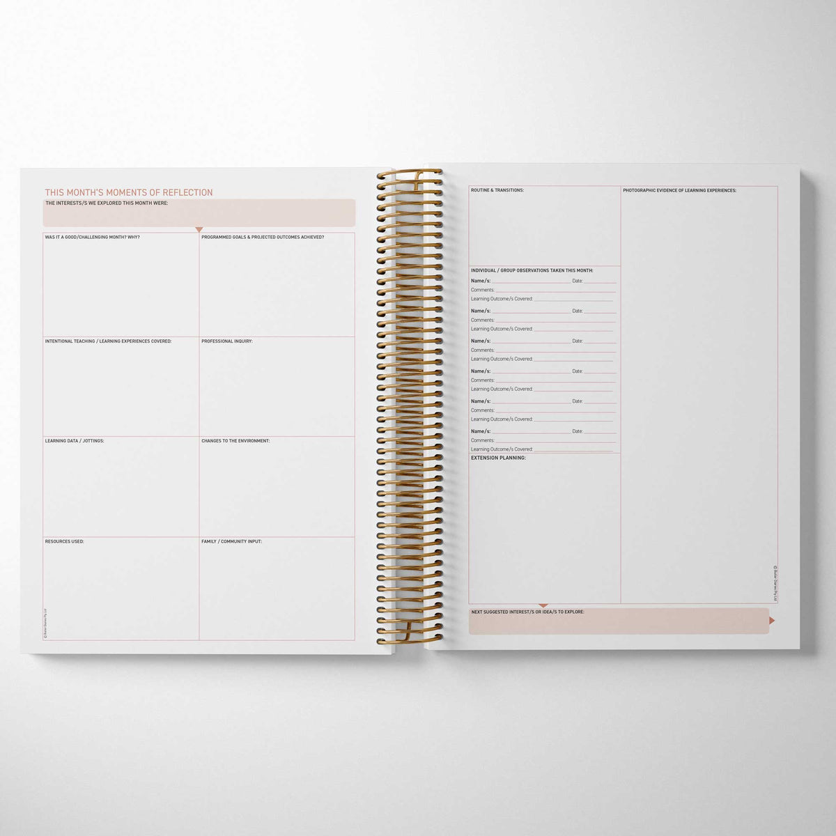 Inside the Family Day Care Compliance Checklist and Programming Diary - EYLF and MTOP Reflection Spread