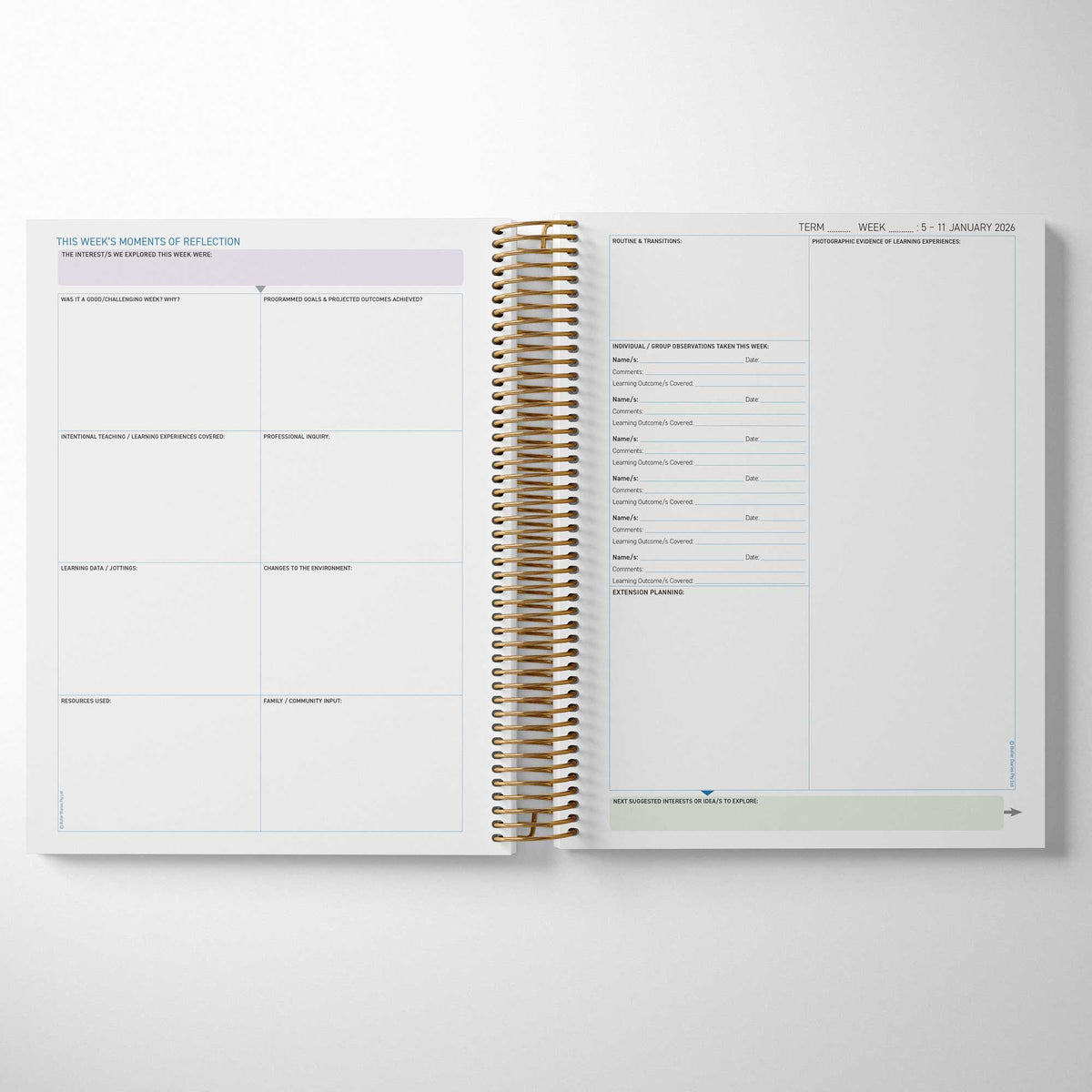 Inside the OSHC Weekly Programming and Reflection Diary - MTOP Reflection Spread