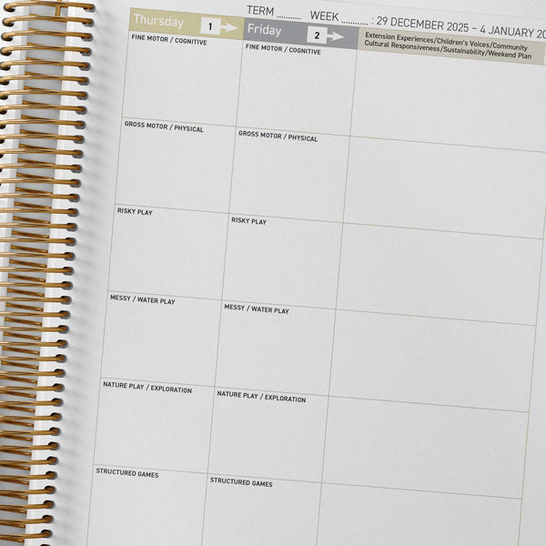 Extension and special interest column inside the Central Outdoor Weekly Programming and Reflection Diary Programming Spread