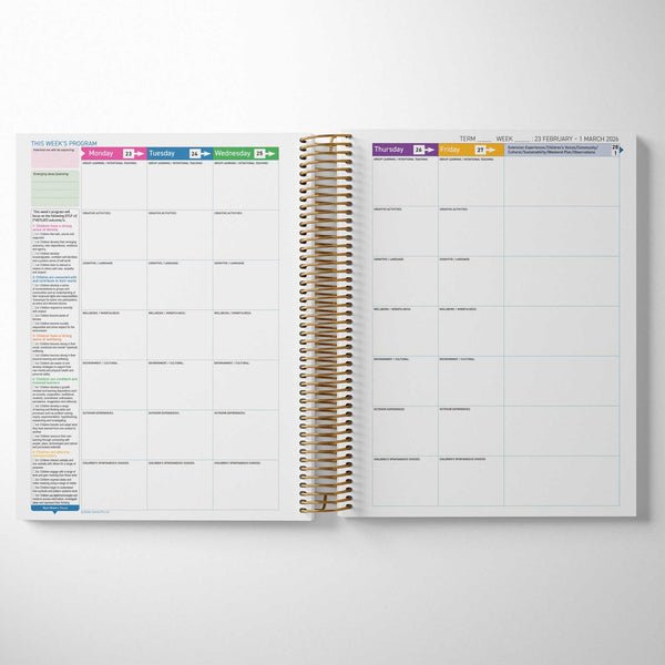 Inside the EYLF Weekly Programming and Reflection Child Educator Diary - EYLF Programming Spread