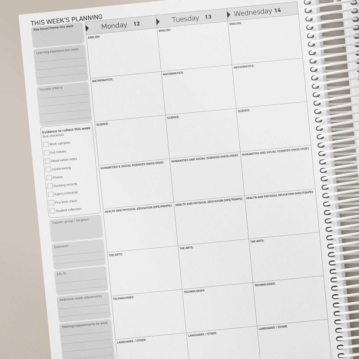 2026 Weekly Teacher Planning and Reflection Diary