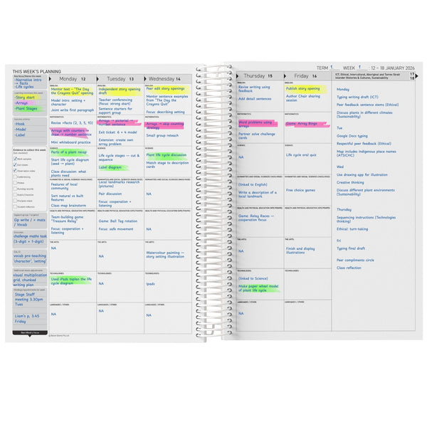 2026 Weekly Teacher Planning and Reflection Diary
