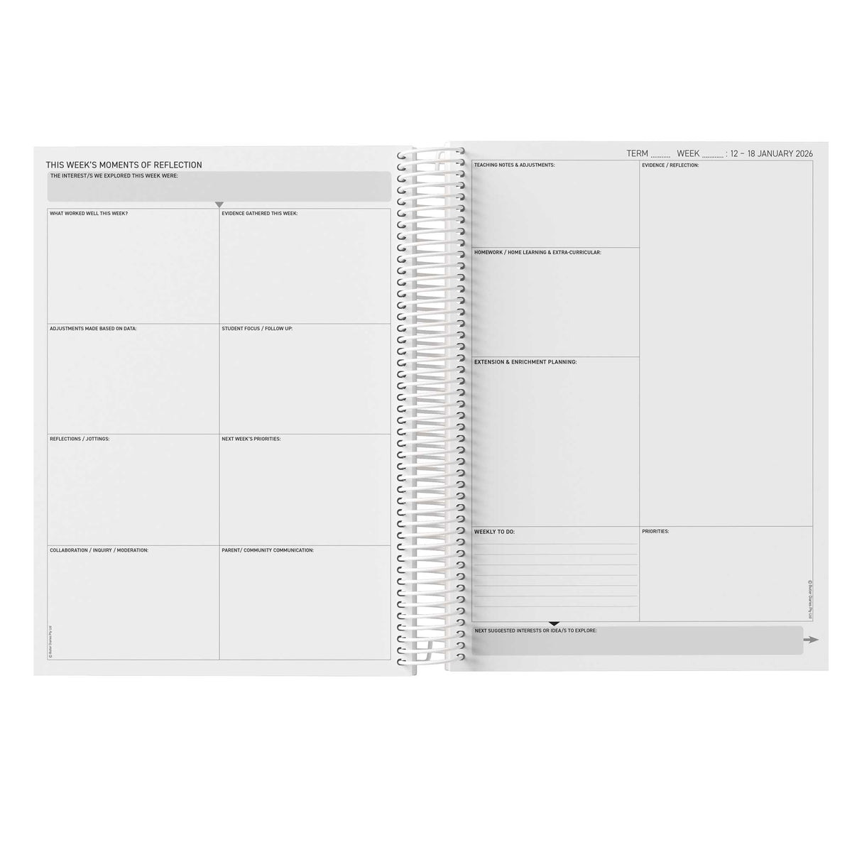2026 Weekly Teacher Planning and Reflection Diary