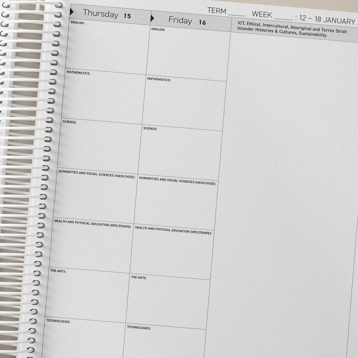 2026 Weekly Teacher Planning and Reflection Diary