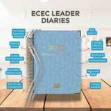 Blue 2027 Nominated Supervisor Diary on a wooden surface with features listed.