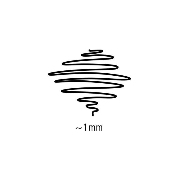 Black spiral with a label indicating 1 mm on a white background