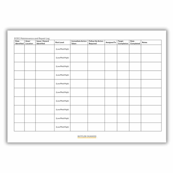 ECEC Maintenance and Repair Log