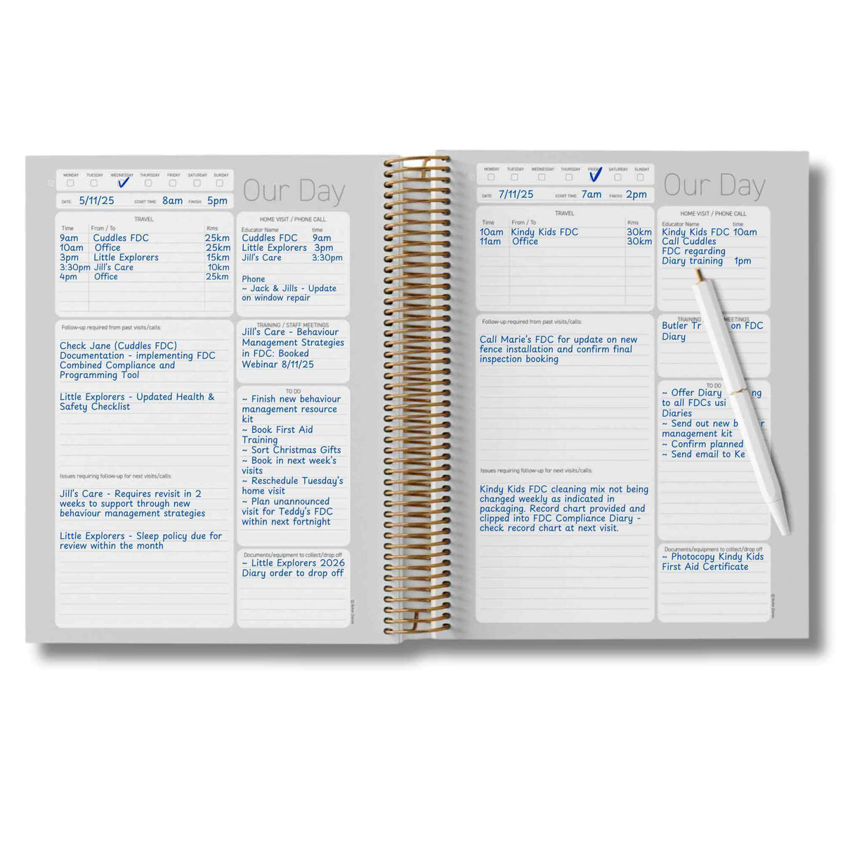 Family Day Care Co-ordinator Diary