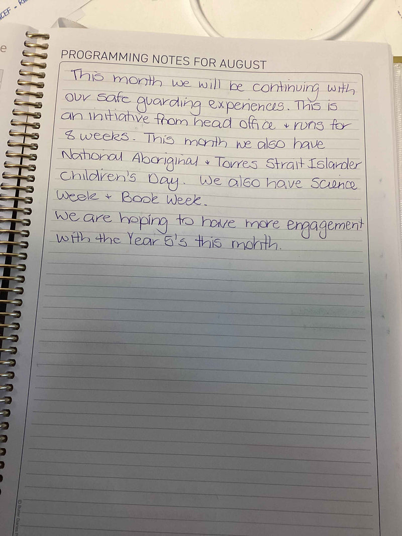 Example from the Weekly Programming Diary  Programming Notes Page