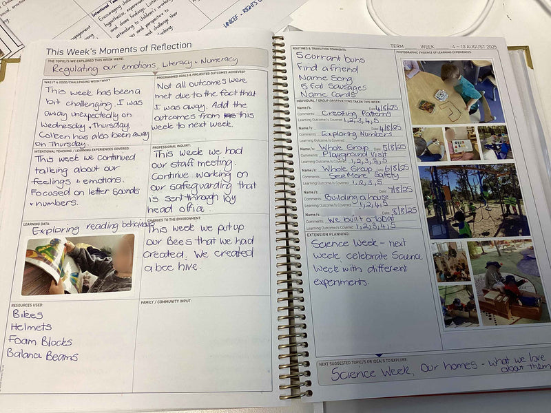 Example of the QLD Kindy Weekly Programming Diary reflections using the Printer Pack