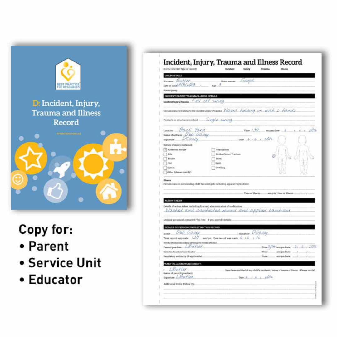 Incident, Injury, Trauma and Illness Record Triplicate Book
